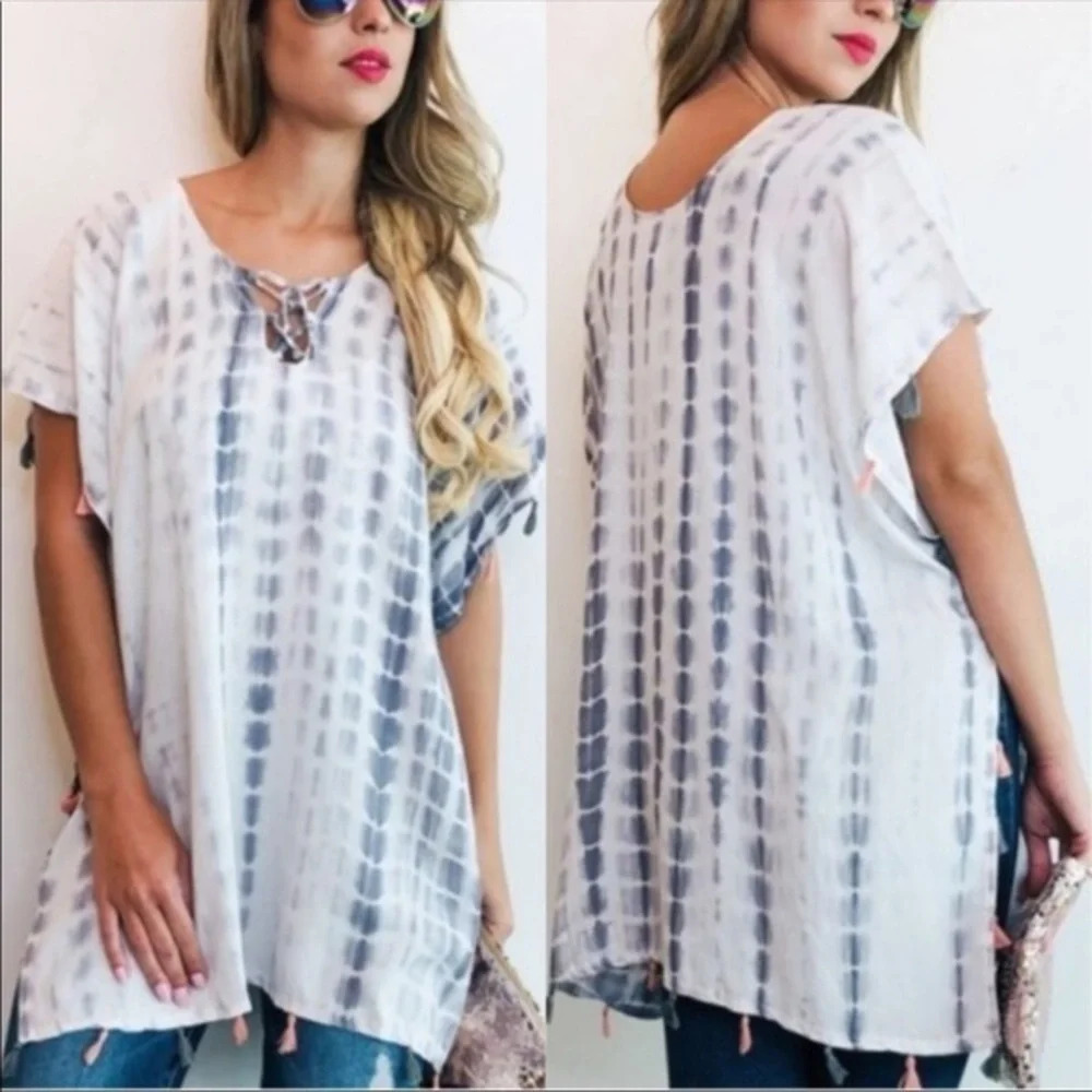 Tie Dye Boho Swim Pullover - Picture 3 of 13